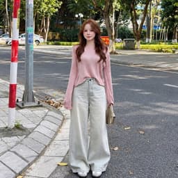 Quần Jeans Ống Suông AN TÂY Form Rộng Style Hàn Quốc Trendy Vải Jean Mềm Đẹp #8910 Màu Xanh Nhạt 2