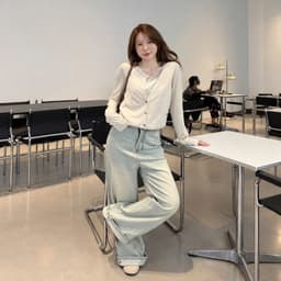 Quần Jeans Ống Suông AN TÂY Form Rộng Style Hàn Quốc Trendy Vải Jean Mềm Đẹp #8910 Màu Xanh Nhạt 5