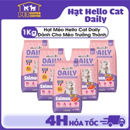 [Combo 5 Gói] Hạt Mèo Hello Cat Daily 1Kg Vị Cá Hồi Dành Cho Mèo Trưởng Thành - 5Kg 1