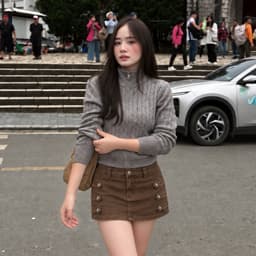 Quần Giả Chân Váy Napoleon AN TÂY Form Ngắn Hack Eo, Cúc Đính Kim Loại #8911-13 Màu Be Trà Sữa, Nâu Choco, Xanh Than 4