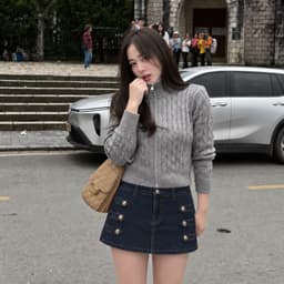 Quần Giả Chân Váy Napoleon AN TÂY Form Ngắn Hack Eo, Cúc Đính Kim Loại #8911 Màu Xanh Than 5