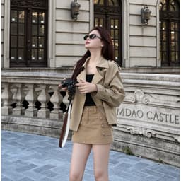 Quần Giả Chân Váy Napoleon AN TÂY Form Ngắn Hack Eo, Cúc Đính Kim Loại #8913 Màu Be Trà Sữa 6