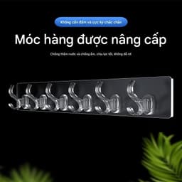 Thanh Treo Dán Tường Trong Suốt 6 Móc. LMS 9