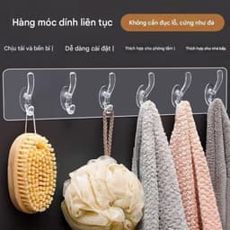 Thanh Treo Dán Tường Trong Suốt 6 Móc. LMS 1