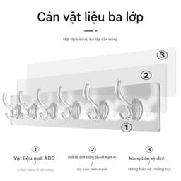 Thanh Treo Dán Tường Trong Suốt 6 Móc. LMS 2