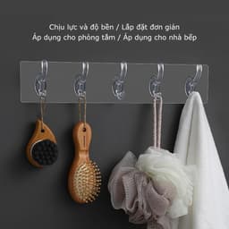 Thanh Treo Dán Tường Trong Suốt 6 Móc. LMS 5