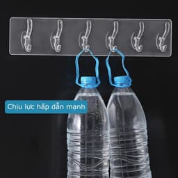 Thanh Treo Dán Tường Trong Suốt 6 Móc. LMS 3
