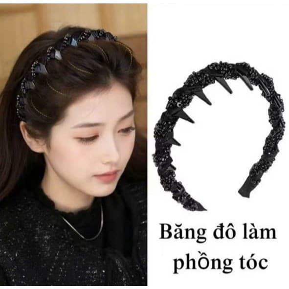 Băng Đô Làm Phồng Tóc Đính Hạt Đá Sang Trọng – Kẹp Cài Tóc Giữ Nếp Cho Nữ