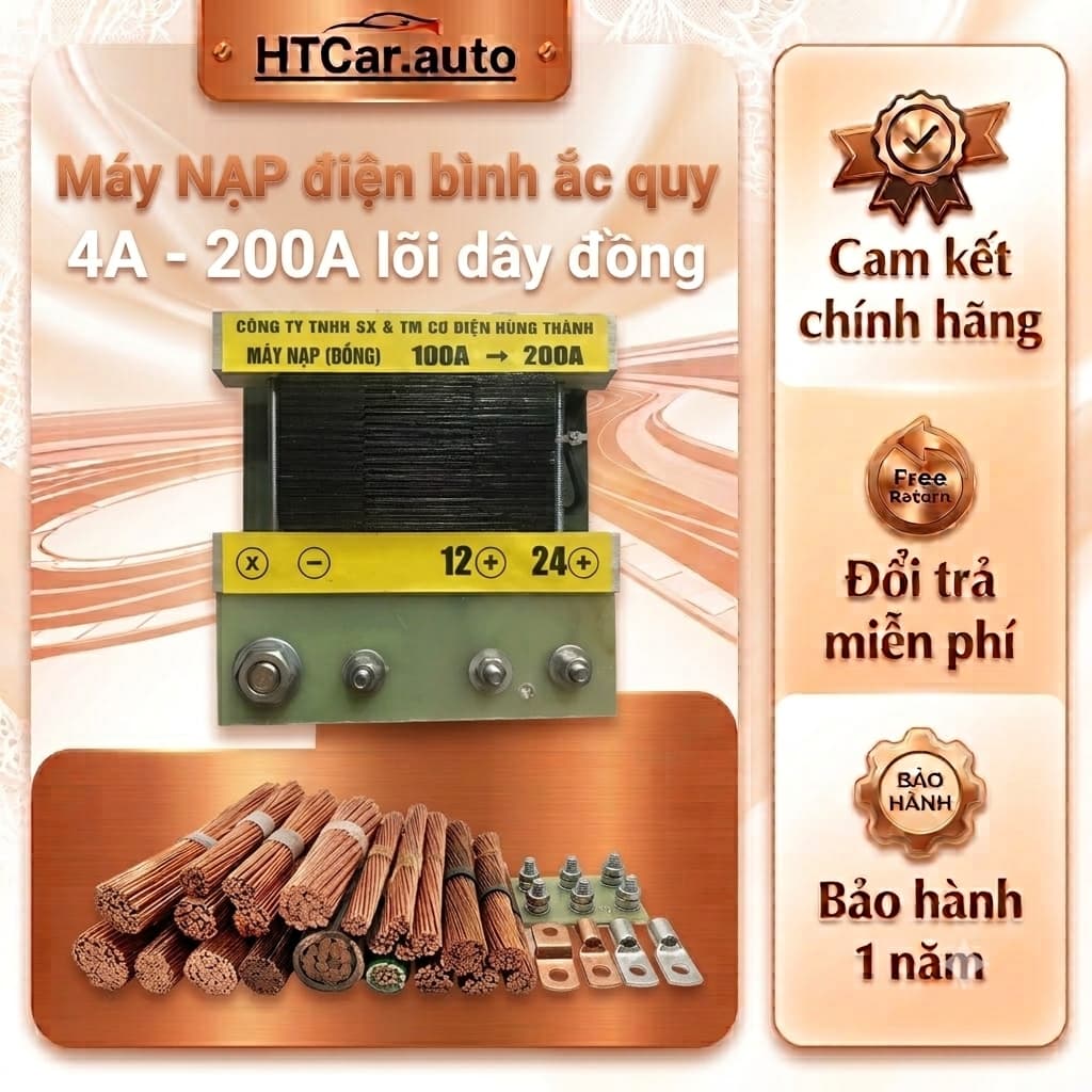 Máy NẠP điện bình ắc quy nạp 4A-200A lõi dây đồng 100% (Nạp dân dụng, công nghiệp, ôtô)