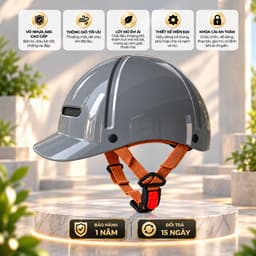 Nón Bảo Hiểm Lưỡi Trai 6 Múi Cho Nam Và Nữ, Thiết Kế Gọn Nhẹ, Dễ Phối Đồ, Giấy Tờ Đầy Đủ 6