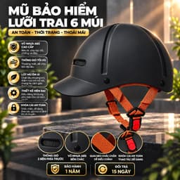 Nón Bảo Hiểm Lưỡi Trai 6 Múi Cho Nam Và Nữ, Thiết Kế Gọn Nhẹ, Dễ Phối Đồ, Giấy Tờ Đầy Đủ 1