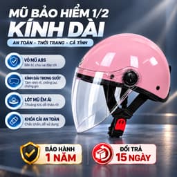 Mũ/Nón Bảo Hiểm 1/2 Nam Nữ Nhiều Màu Kính Dài, Chống Lóa, Chắn Gió Cao Cấp 1