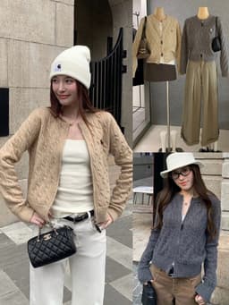 𝑾𝑮𝑾𝑬 𝑺𝒕𝒖𝒅𝒊𝒐 𝒙 𝑬𝑵𝑬𝑵 Áo Len Cardigan Nữ Vặn Thừng Nổi Thêu Ngựa Basic Phong Cách Hàn Quốc 11581 3