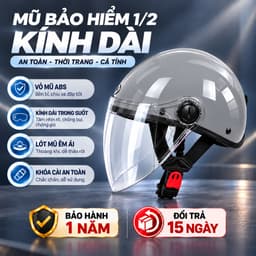 Mũ bảo hiểm 1/2 kính dài chắn gió hàng chính hãng, bảo hành 12 tháng ANFAGO HELMETS 1