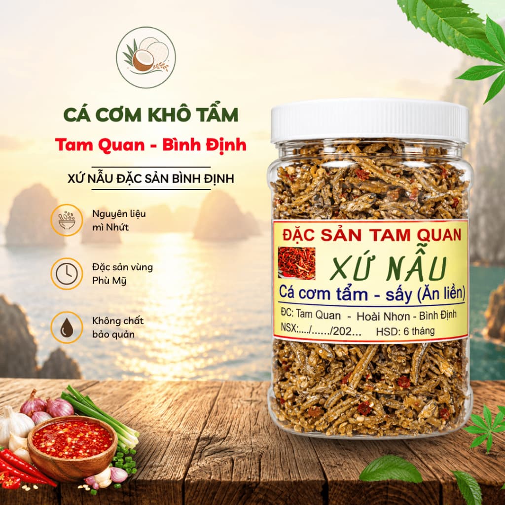Cá Cơm Rim Me Tẩm Mắm Tỏi Bình Định (200G - 300G) - Đặc Sản Xứ Nẫu Ăn Liền Đậm Đà