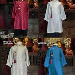 Áo dài bé trai kèm quần 4 màu - chất liệu lụa cao cấp - tặng kèm dây khánh - hàng thiết kế loại 1 chuẩn y hình 7