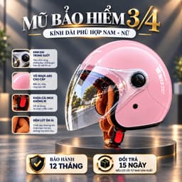 Mũ/Nón bảo hiểm 3/4 kính dài - Chùm đầu, phong cách, năng động, bảo hành 12 tháng - ANFAGO HELMET 1
