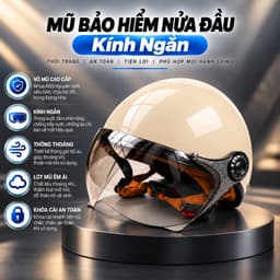 MŨ BẢO HIỂM 1/2 Trơn Kính Ngắn Chắn Gió - Nhiều màu sắc, phù hợp cho cả nam và nữ, cute, cá tính 1