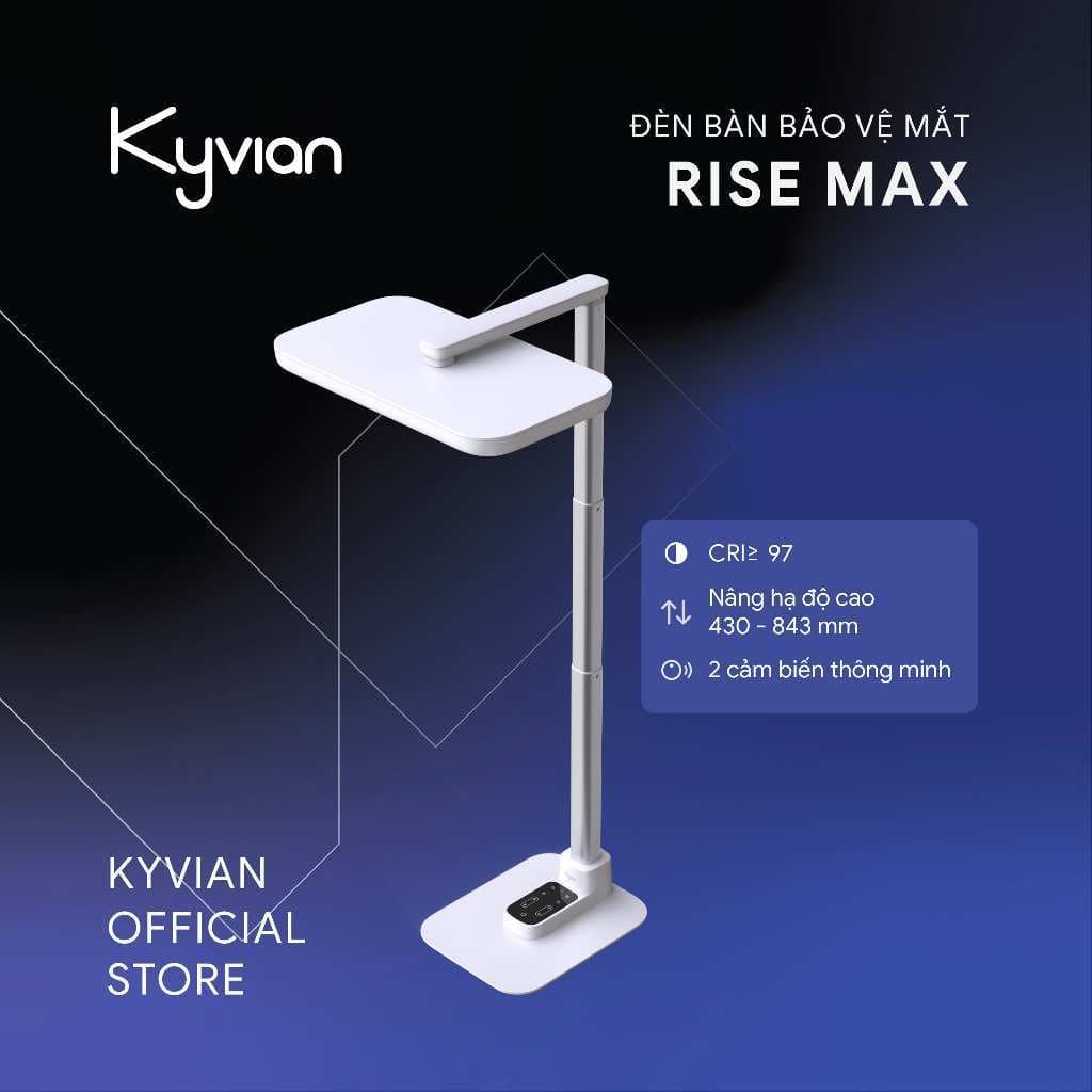 Kyvian Đèn Bàn Làm Việc Bảo Vệ Mắt Rise Max 21W 1100 Lumen CRI >97 Thay Đổi Chiều Cao 430-843mm by Velix