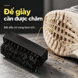 Bàn chải vệ sinh giày sneaker BIKI thân đen, loại lông mềm hoặc lông cứng làm sạch thân và đế giày 2