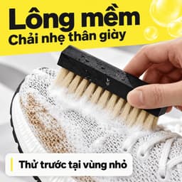 Bàn chải vệ sinh giày sneaker BIKI thân đen, loại lông mềm hoặc lông cứng làm sạch thân và đế giày 3