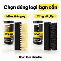 Bàn chải vệ sinh giày sneaker BIKI thân đen, loại lông mềm hoặc lông cứng làm sạch thân và đế giày 6
