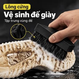 Bàn chải vệ sinh giày sneaker BIKI thân đen, loại lông mềm hoặc lông cứng làm sạch thân và đế giày 4