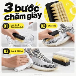 Bàn chải vệ sinh giày sneaker BIKI thân đen, loại lông mềm hoặc lông cứng làm sạch thân và đế giày 5