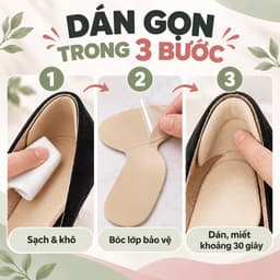Miếng lót gót giày chữ T tự dán, đệm sau và dưới gót cho giày cao gót, giày kín gót – Be, Đen, Trong suốt 5