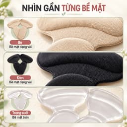 Miếng lót gót giày chữ T tự dán, đệm sau và dưới gót cho giày cao gót, giày kín gót – Be, Đen, Trong suốt 8