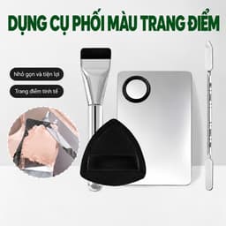 Bộ dụng cụ phối màu trang điểm, cọ tán nền, khay trộn thép không gỉ, mút trang điểm sử dụng ướt và khô 1