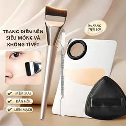 Bộ dụng cụ phối màu trang điểm, cọ tán nền, khay trộn thép không gỉ, mút trang điểm sử dụng ướt và khô 5