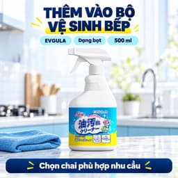 Chai xịt tẩy dầu mỡ nhà bếp EVGULA 500ml dạng bọt, vệ sinh bếp và máy hút mùi 9