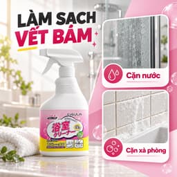 Chai xịt tẩy cặn canxi phòng tắm EVGULA 500 ml, vệ sinh kính, gạch và vòi inox 3