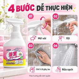 Chai xịt tẩy cặn canxi phòng tắm EVGULA 500 ml, vệ sinh kính, gạch và vòi inox 5