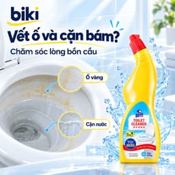 Nước tẩy bồn cầu biki 500g dạng sệt bám thành, đầu cong làm sạch cặn bẩn và vết ố vàng 2