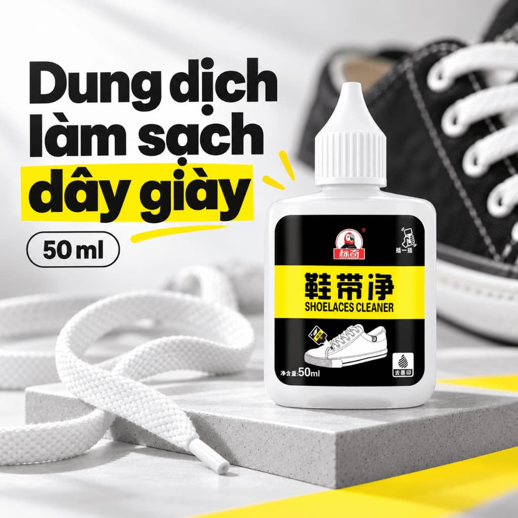 Dung dịch làm sạch dây giày BIKI 50ml, hỗ trợ xử lý vết đen do khoen xỏ dây