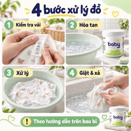 Bột tẩy vết bẩn quần áo trẻ em QIAODAIMEI 500g, hỗ trợ làm sạch vết sữa, thức ăn và ố vàng 5