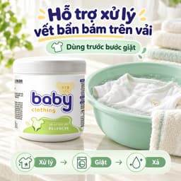 Bột tẩy vết bẩn quần áo trẻ em QIAODAIMEI 500g, hỗ trợ làm sạch vết sữa, thức ăn và ố vàng 3
