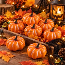 Set 5 Mô Hình Bí Ngô Sọc Mini Trang Trí Decor Lễ Hội Hóa Trang Halloween 7