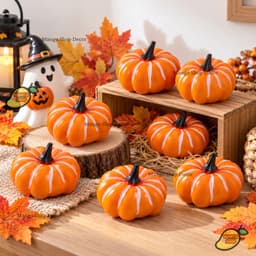 Set 5 Mô Hình Bí Ngô Sọc Mini Trang Trí Decor Lễ Hội Hóa Trang Halloween 3