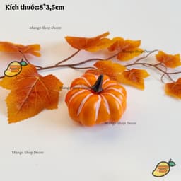 Set 5 Mô Hình Bí Ngô Sọc Mini Trang Trí Decor Lễ Hội Hóa Trang Halloween 4