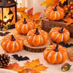 Set 5 Mô Hình Bí Ngô Sọc Mini Trang Trí Decor Lễ Hội Hóa Trang Halloween 6