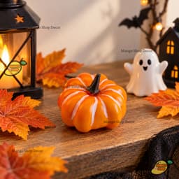 Set 5 Mô Hình Bí Ngô Sọc Mini Trang Trí Decor Lễ Hội Hóa Trang Halloween 5