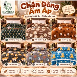 Chăn Đông Ấm Áp BAMBOO, Chăn Lông Thỏ Yuki Dày Dặn, Mềm Mịn Giữ Ấm, Nhiều Họa Tiết Dễ Thương 1
