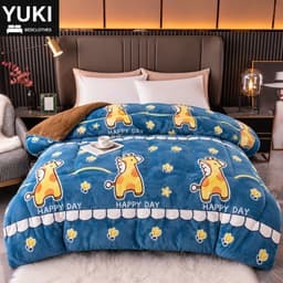 Chăn Đông Ấm Áp BAMBOO, Chăn Lông Thỏ Yuki Dày Dặn, Mềm Mịn Giữ Ấm, Nhiều Họa Tiết Dễ Thương 2