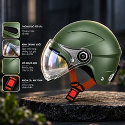 Mũ Bảo Hiểm 1/2 Kính Ngắn Vân, Thiết Kế Thời Trang, Nhiều Màu, Unisex, Bảo Hành 12 Tháng 6