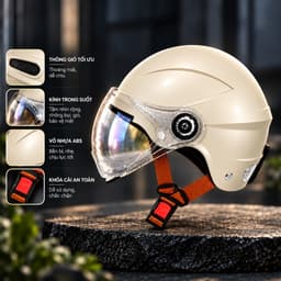 Mũ Bảo Hiểm 1/2 Kính Ngắn Vân, Thiết Kế Thời Trang, Nhiều Màu, Unisex, Bảo Hành 12 Tháng 5