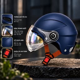 Mũ Bảo Hiểm 1/2 Kính Ngắn Vân, Thiết Kế Thời Trang, Nhiều Màu, Unisex, Bảo Hành 12 Tháng 4