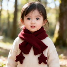 Mũ len bé gái màu đỏ đô đính tai mèo và nơ ngôi sao, phụ kiện mùa đông dễ thương Phụ kiện đồ xinh Vanlee ms110 6